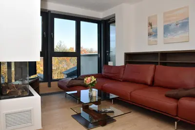 Ein Sitzbereich in der Unterkunft Logierhaus Friedrich WE 22 - 