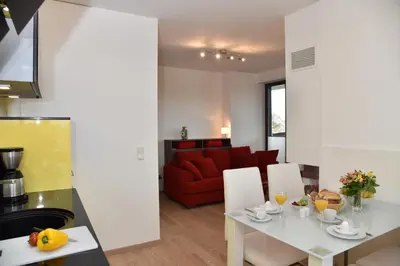 Ein Sitzbereich in der Unterkunft Logierhaus Friedrich WE 24 - 