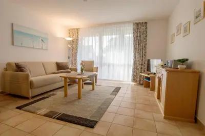 Ein Sitzbereich in der Unterkunft Residenz am Strand Ostseeglück - Wohnung 1-13