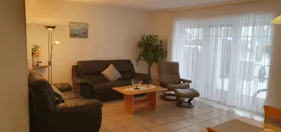 Ein Sitzbereich in der Unterkunft Parkresidenz am Hafen Wohnung HF 32