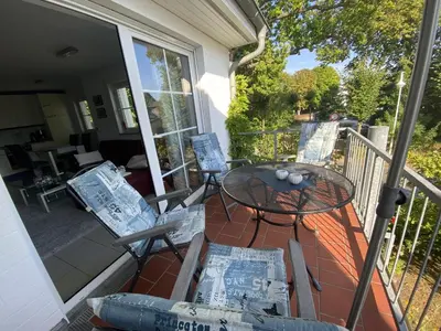 Ein Balkon oder eine Terrasse in der Unterkunft Rämel 38 - Wohnung 17