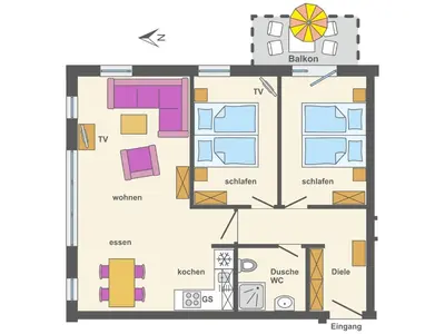 Grundriss der Unterkunft Residenz am Strand Wohnung 2-29