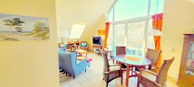 Ein Sitzbereich in der Unterkunft Residenz am Strand Wohnung 2-39