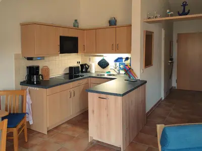 Küche/Küchenzeile in der Unterkunft Residenz am Strand Wohnung 2-46