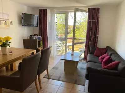 Ein Sitzbereich in der Unterkunft Residenz am Strand Wohnung 3-50