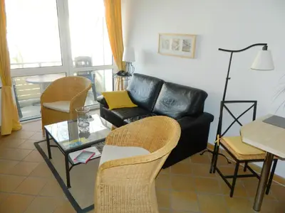 Ein Sitzbereich in der Unterkunft Residenz am Strand Wohnung 3-51