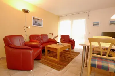 Ein Sitzbereich in der Unterkunft Residenz am Strand Wohnung 4-58