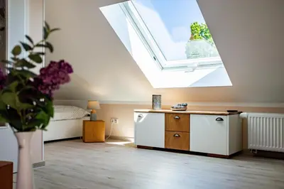 Ein Sitzbereich in der Unterkunft Residenz am Strand Wohnung 6-80