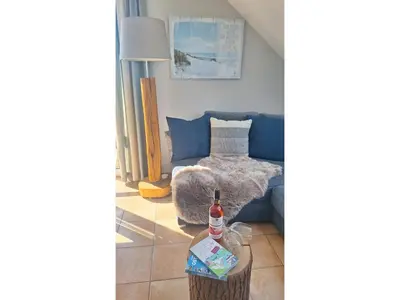 Ein Sitzbereich in der Unterkunft Residenz am Strand Wohnung 6-80
