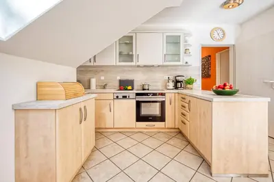 Küche/Küchenzeile in der Unterkunft Parkresidenz am Hafen Wohnung HF 34