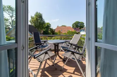 Ein Balkon oder eine Terrasse in der Unterkunft Darsser Freiraum