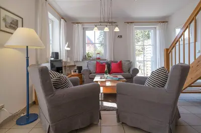 Ein Sitzbereich in der Unterkunft Born - Wieck Ferienwohnung Romantik