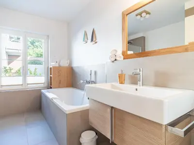 Ein Badezimmer in der Unterkunft Ferienwohnung Seebrücke Wustrow
