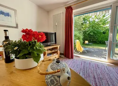 Ein Sitzbereich in der Unterkunft Haus Wieck auf dem Darß