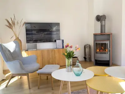 Ein Sitzbereich in der Unterkunft Haus am kleinen Hafen No. 1