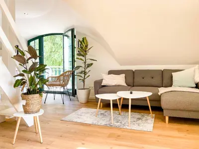 Ein Sitzbereich in der Unterkunft Haus am kleinen Hafen No. 2