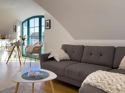 Ein Sitzbereich in der Unterkunft Haus am kleinen Hafen No. 2
