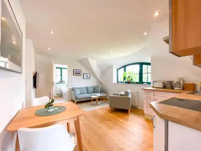 Ein Sitzbereich in der Unterkunft Haus am kleinen Hafen No. 3