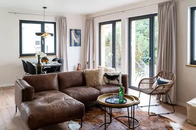 Ein Sitzbereich in der Unterkunft Haus Strandflieder - Kamin, Sauna & Terrasse