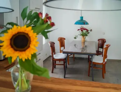 Ein Sitzbereich in der Unterkunft Ferien unnern Appelboom (80m2 Wohnung mit großem Garten)