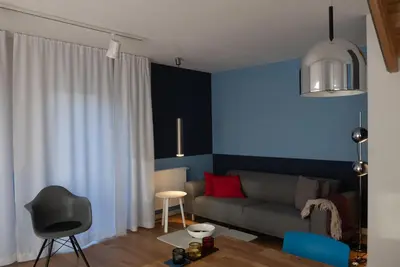 Ein Sitzbereich in der Unterkunft Ferienwohnung Rote Kate