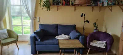 Ein Sitzbereich in der Unterkunft Ferienwohnung Rubitz