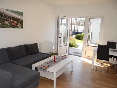 Ein Sitzbereich in der Unterkunft Ferienanlage Haus hinter den Dünen App 6 EG 1