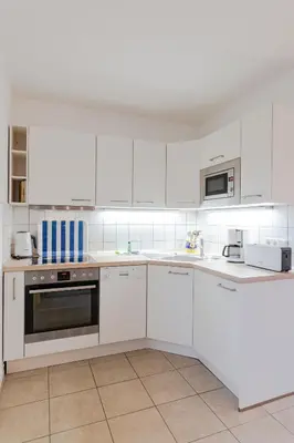 Küche/Küchenzeile in der Unterkunft Ostseewelle Whg 1