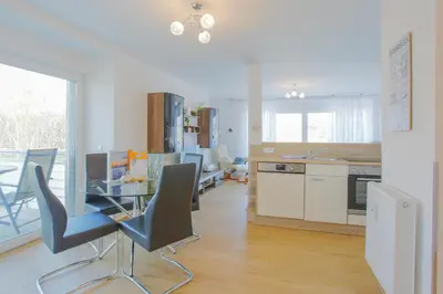 Küche/Küchenzeile in der Unterkunft Ferienwohnung Sanddorn direkt hinter den Dünen