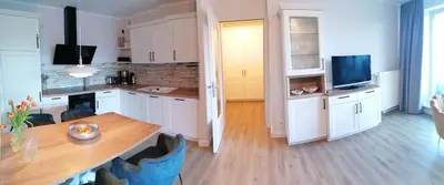 Küche/Küchenzeile in der Unterkunft Apartment 509 - FeWo in der Villa Kurpark
