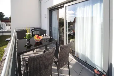 Ein Balkon oder eine Terrasse in der Unterkunft Suite Salzluft mit Sauna