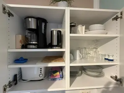 Küche/Küchenzeile in der Unterkunft Ferienzimmer/wohnung am Kurstrand, WLAN