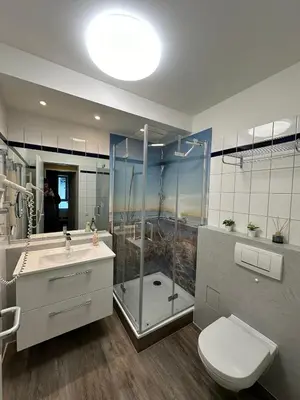 Ein Badezimmer in der Unterkunft Ferienwohnung 203 Zingst Oase, 50 m zum Strand, TOPLAGE