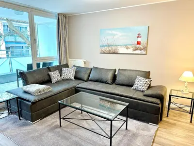 Ein Sitzbereich in der Unterkunft Ferienwohnung 203 Zingst Oase, 50 m zum Strand, TOPLAGE