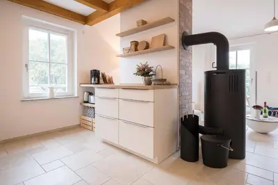 Küche/Küchenzeile in der Unterkunft Ferienwohnung Strandgut Sonnenseite