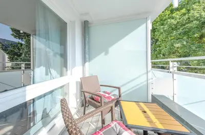 Ein Balkon oder eine Terrasse in der Unterkunft Kapitän Ed an der Seebrücke Zingst