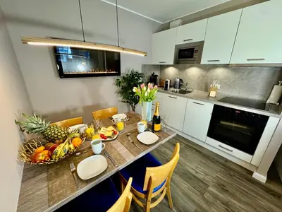 Küche/Küchenzeile in der Unterkunft Ferienwohnung Nr 124 Sehnsucht-Zingst