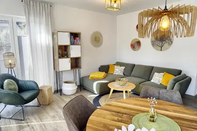 Ein Sitzbereich in der Unterkunft Haus Seevogel - Suite Schwalbe - a64984