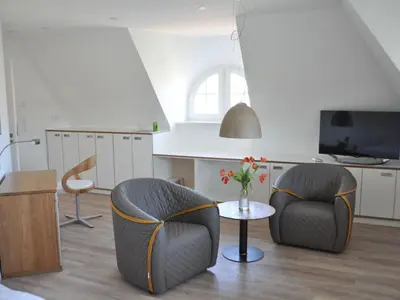 TV/Unterhaltungsangebot in der Unterkunft Reetdachhaus am Bodden mit Sauna