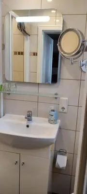 Ein Badezimmer in der Unterkunft Ferienwohnung im Rohrdachhaus