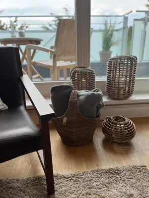 Ein Sitzbereich in der Unterkunft Wohnen am Meer