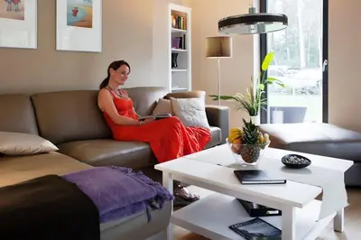 Ein Sitzbereich in der Unterkunft FW Huflattich - Sauna, Kamin & Terrasse