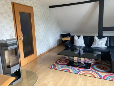 Ein Sitzbereich in der Unterkunft Ferienwohnung OstseeStrandLäufer 2