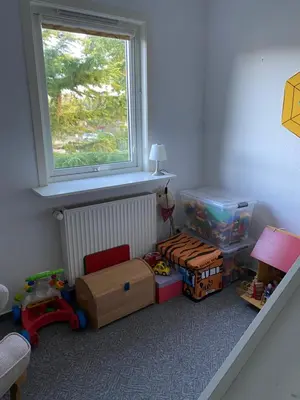 Ein Sitzbereich in der Unterkunft Freistehendes Einfamilienhaus mit Boddenblick Nähe Ostsee