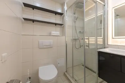 Ein Badezimmer in der Unterkunft Leuchtturm