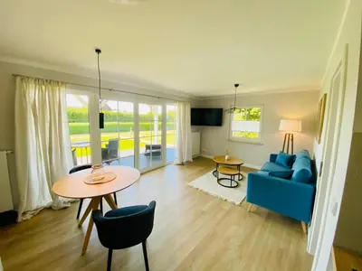 Ein Sitzbereich in der Unterkunft Ferienwohnung Watten im idyllischen Pruchten