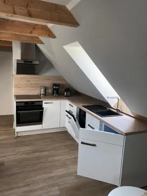 Küche/Küchenzeile in der Unterkunft Ferienwohnung am Storchnest