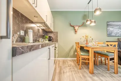 Küche/Küchenzeile in der Unterkunft Strandstraße 16 - Wohnung 3