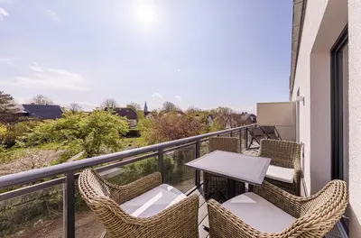 Ein Balkon oder eine Terrasse in der Unterkunft 5 Sterne Apartment Humboldtsuite - Seefahrtschule Wustrow