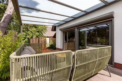 Ein Balkon oder eine Terrasse in der Unterkunft Grüne Düne